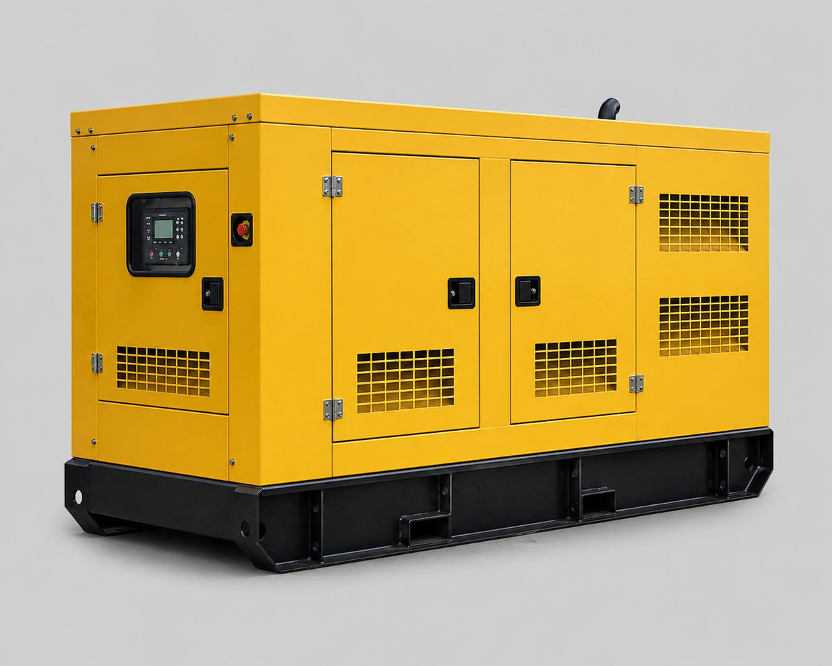 Yellow 50kVA soundproof diesel generator for standby power